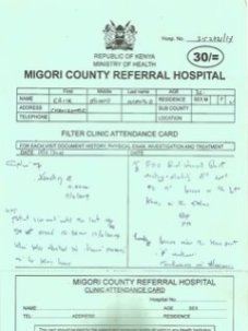 migori county ref. hosp. bells pub attack 18 06 2014 clinic card no. 25274 14 1 22