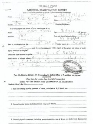police p3 med. exam report for kihara construction accident. p1 14