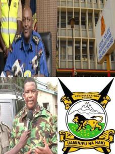 police ig and police hqs nrb. nyanza regional ap boss and the ap logo. the offices authorities i cited following migori chamkombe village witches nest cop ap owino and co. compromised st 14