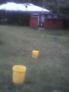 id jus filled water from the well with the bigger bucket only to realize hed timed me to start ahead with another pail. 1 2